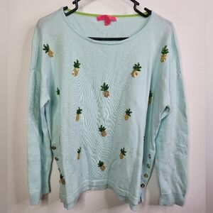 Caralynn Sweater Whisper Blue Tossed Pineapple, Large